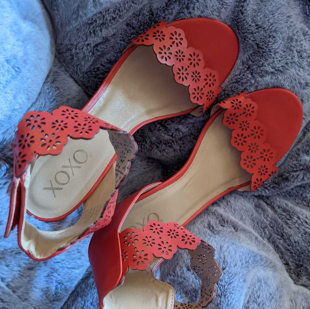 Xoxo wedge lace sandal heels